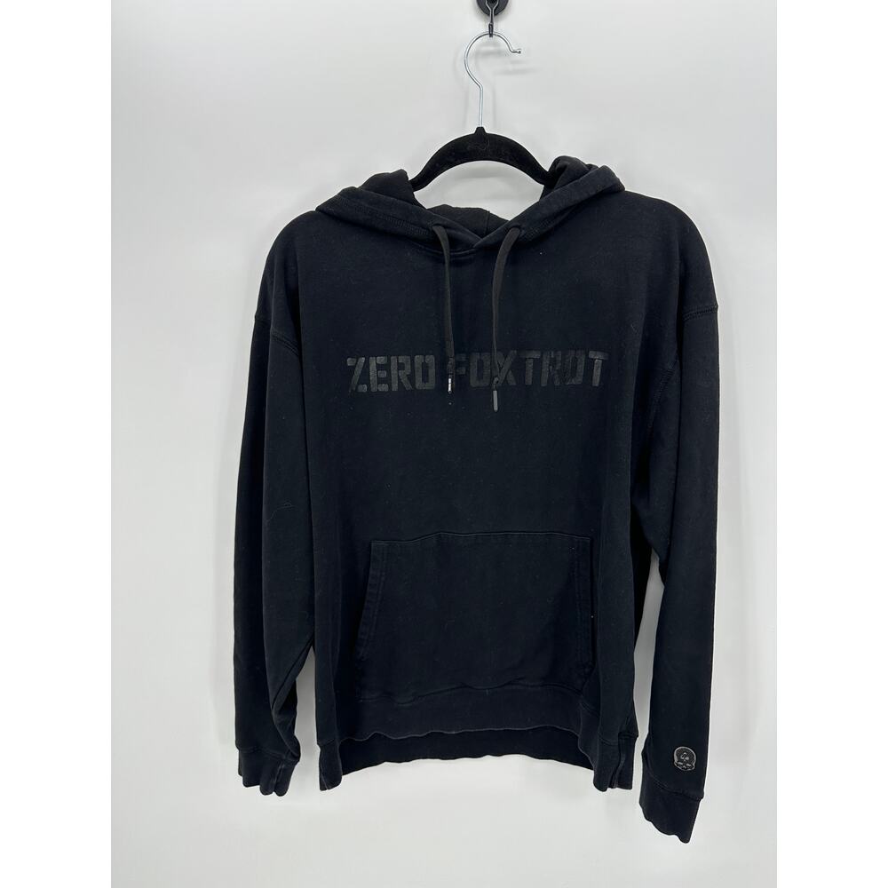 Zero Fox Trot Mens Black Sweatshirt Hoodie Sz L Graphic Pullover